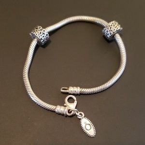 Pandora Silver Charm Bracelet with 2 Clips